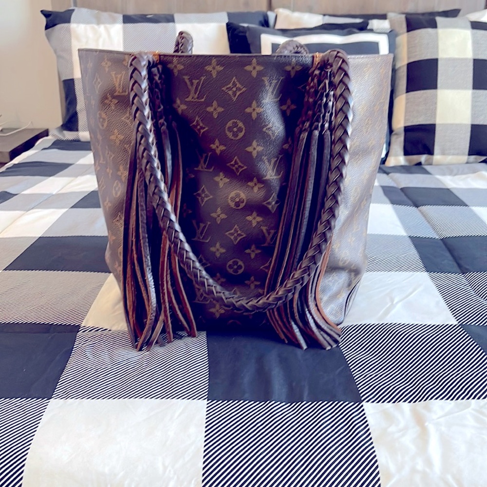 Vintage boho revamped lv tote